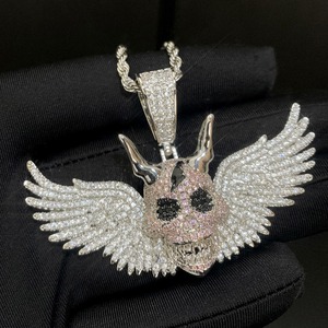 Pendentif Hip-Hop Homme Diamant Blanc Rose Noir Effet Bling, Forme Crâne Ailé, Bijou Démon. - Product Image 5