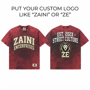 Camiseta de Algodón para Hombre, 260 GSM, Lavado Ácido, Rojo Vintage, Estilo Urbano Oversize, con Gráficos, Bordado Personalizado y Logotipo con Estampado Puff - Product Image 1