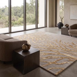 Hand Tufted Modern Wool/Silk Area Rug Luxury Soft Living Room Bedroom Carpet Premium Home Decor Beige Gold PET Friendly Extra - Product Image 6