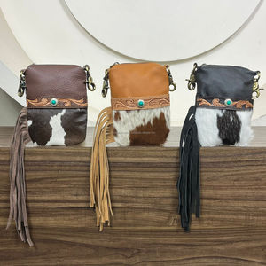 Nouvelle pochette à fermeture éclair en cuir de vachette usinée à la main pour moto équitation téléphone sac pour femmes portefeuille intégré Clip sur ceinture boucle sacs - Product Image 4