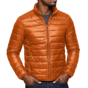 Veste matelassée slim pour homme avec col montant, fermeture éclair, coupe-vent, en polyester, décontractée, pour l'automne - Product Image 1