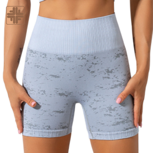 Active Wear Flare Biker Yoga Shorts con cintura elástica Patrón sólido Transferencia de calor Impreso Yoga Shorts - Product Image 4