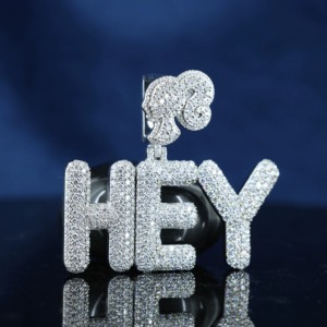personalized <b>Initial</b> Letter <b>Pendant</b> 18K Gold Plated Hip Hop VVS Moissanite Name Letter <b>Pendant</b> 925 <b>Silver</b> Girls Bail <b>Pendant</b> - Product Image 4