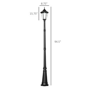 Lampione Solare Vintage 94.5" Nero per Giardino, Vialetto e Sentiero, IP67, Colore di Emissione Blu o Bianco, Alimentato a Energia Solare - Product Image 3