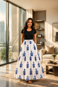 Falda Larga Bohemia de Algodón con Estampado Floral Mediterráneo, Estilo Griego, de Secado Rápido, para Mujer, Ideal para la Playa o Resort - Product Image 5