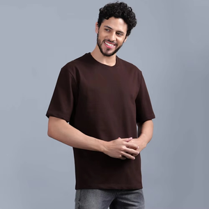 Camiseta Premium de Algodón 100% de Alto Gramaje para Hombre, Oversize, Color Marrón Liso, Estilo Urbano con Hombros Caídos, Personalizable con Logotipo, Tallas Grandes, Lisa - Product Image 6