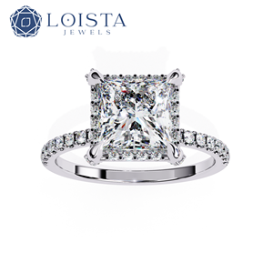 Bague de fiançailles et de mariage élégante pour femme, en or plaqué, avec diamant de laboratoire taille princesse, certifié IGI, multi-carats, tendance, bijoux fins - Product Image 1