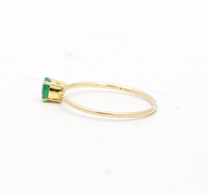 Wholesale 925 Sterling <b>Silver</b> Yellow Gold Plated Natural Round Emerald 4 Prong <b>Ring</b> Memoria Jewels - Product Image 4