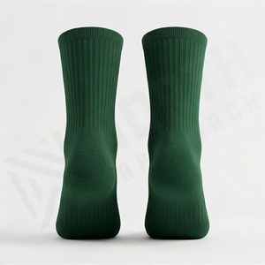 Green Crew <b>Socks</b> Solid Knitted Regular Style Athletic Sports <b>Socks</b> - Product Image 1