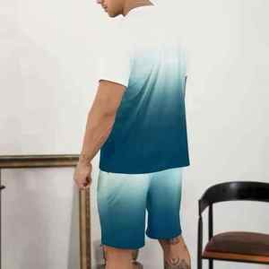 GENERSA SPORTS <b>Men's</b> Black Solid Crew Neck Short Sleeve Shirt Elastic Waist Shorts Set Lightweight Breathable Non-Stretch - Product Image 5