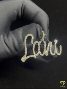 Pendentif personnalisé « Louni » serti de diamants de laboratoire, collier hip-hop pour homme et femme - Product Image 4