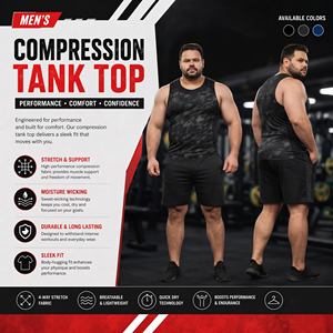Customized Printed Plus Size Tank Top Gym Fitness Compression <b>Singlet</b> Top 100% Spandex Polyester Tank Tee Sports Sleeveless Tee - Product Image 2