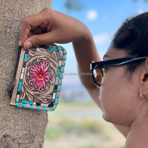 Nueva Mini Cartera de flores rosas de cuero mecanizada a mano, monedero pequeño con diseño Floral, cartera para niños para niñas, monedero para tarjetas de crédito - Product Image 2