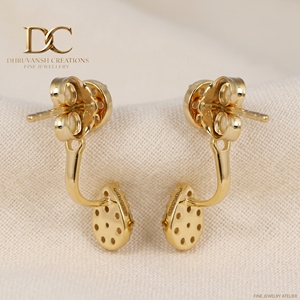 Elegantes Pendientes de Oro Amarillo Sólido de 14 Quilates con Diamantes Cultivados en Laboratorio, Certificados por IGI, con Forma de Lágrima, para Mujer - Product Image 6