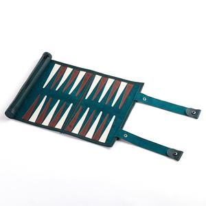 Handmade Portable Eco-Friendly Durable PU Leather Roll-Up <b>Backgammon</b> Board Game Bag <b>Set</b> Pu Leather Roll up Travel <b>Backgammon</b> - Product Image 2