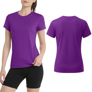 Camiseta informal de última moda para mujer, personalizable, de color sólido, corte ajustado, 100% algodón, transpirable, para verano. - Product Image 2