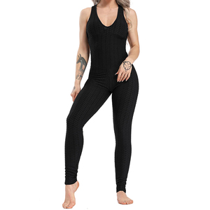 New Style Women's Clothing Sportswear Jumpsuits Cross <b>Back</b> Design Sleeveless High Stretchable Fitness Gym Jumpsuit - Product Image 6