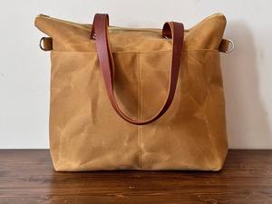 Sac fourre-tout en cuir et toile, couleur unie, broderie, imperméable, durable, vintage, sac à main, sac de voyage, sac de travail, sac de shopping, grande capacité - Product Image 4