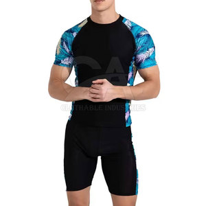 Light <b>Weight</b> Comfortable Swim Wear Men Body Suit Short Sleeve Low Price Men Custom <b>Swimming</b> Body Suit - Product Image 3
