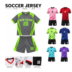 Tenue de football gris et vert fluo, blocs de couleurs, sublimée, anti-humidité, 100 % polyester, manches courtes, coupe classique homme - Product Image 3