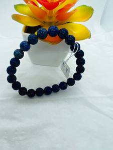 Natural <b>Lapis</b> <b>Lazuli</b> Carving Bracelet Blue Gemstone Round Beaded Bracelet Handmade Jewelry Wholesale Gift For Women - Product Image 2