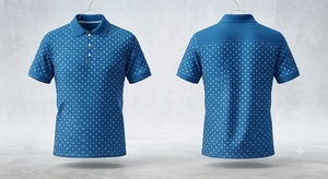 เสื้อโปโลชายสีน้ำเงินลายจุด แขนสั้น ผ้าถัก สไตล์ลำลอง ทรงปกติ ระบายอากาศได้ดี ผ้าฝ้าย 100% พิมพ์ลายดิจิทัล - Product Image 2