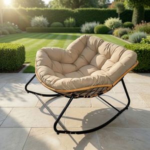 Fauteuil Papasan Royal Moderne Intérieur/Extérieur, Grand Fauteuil à Bascule en Forme d'Œuf, Chaise Longue en Rotin et Osier, Chaise de Jardin de Style Royal - Product Image 3