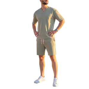 Men's Athletic Cotton T Shirt And Shorts <b>Set</b> Breathable Sportswear Casual Gym Fitness Running Outfit For Summer Season - Product Image 1