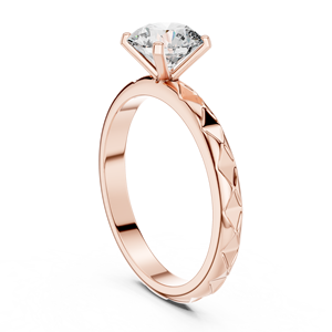 Anillo de Compromiso Solitario Infinito de Oro Rosa de 14K con Diamante de Corte Brillante y Engaste de Puntas, Diseño Moderno para Mujer, Aniversario - Product Image 3