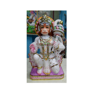 รูปปั้นพระฮันูมาณ ทำจากหินอ่อนสีขาว ท่าทางนั่ง พร้อมมืออวยพร สำหรับตกแต่งบ้านและวัด คุณภาพสูง - Product Image 4