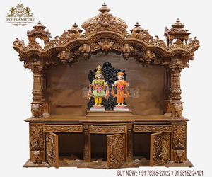 Gran fabricante de templos de madera de teca en La India Comprar diseñador de madera tallada Pooja Mandir Templo de madera de teca de calidad premium EE. UU. - Product Image 4