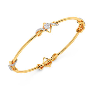 <b>Infinity</b> Wave Diamond Station Gold Bangle with Round Lab Grown Diamonds - Product Image 1