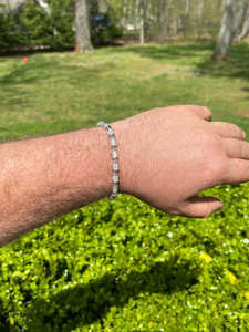 925 Sterling <b>Silver</b> Moissanite Tennis <b>Bracelet</b> Unisex Chain Link <b>Bangle</b> Round Brilliant Cut Wedding Party Jewelry - Product Image 3