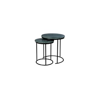 <b>Set</b> of 2 <b>Marble</b> Nesting <b>Coffee</b> <b>Tables</b> with Metal Frame Elegant <b>Table</b> Design - Product Image 2