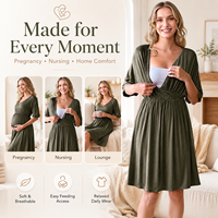 Robe de maternité OEM/ODM, chemise de nuit d'allaitement, vêtement de nuit respirant sans armatures, noir, vert foncé, taille XL