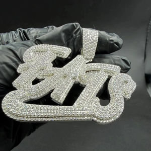 Pendentif Lettre Personnalisée Classique Hip Hop pour Homme, en Argent Massif 925 Plaqué Or Rose, Diamant Moissanite, Idéal pour Fiançailles - Product Image 2