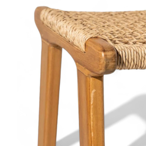 Minimalist style Bar Chair <b>Stool</b> Teak Wood Frame Material and Woven <b>Seat</b> For Home Bar Furniture Decoration - Product Image 5
