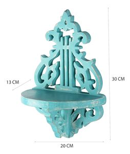 แผ่นไม้ติดผนังสีน้ำเงินแบบดิสเทรส ขนาด 30 x 12 x 13 ซม. จำนวน 1 ชิ้น สไตล์ฝรั่งเศส ประดับลายดอกไม้สวยงาม งานแฮนด์เมด - Product Image 3