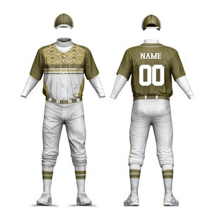 Men's Baseball Uniform Set Olive White Geometric Pattern Sublimated Short Sleeve Moisture Wicking All Seasons Adult Regular Fit - Product Image 1
