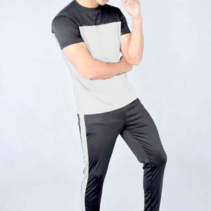 Conjunto Deportivo para Hombre, Corte Ajustado, Ecológico, 100% Poliéster, Gris y Negro, Transpirable, para Entrenamiento, Jogging, Gimnasio, Running y Fitness - Product Image 3