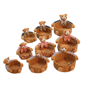 Panier de rangement en rotin naturel en forme d'ours mignon, mini organisateurs multi-usages pour la décoration de la chambre d'enfant - Product Image 4
