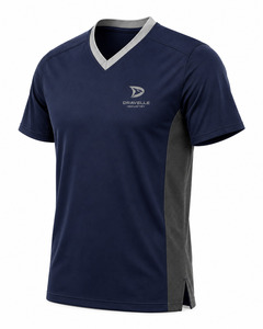Chemise d'entraînement d'arts martiaux unisexe bleu marine à col en V, respirante, en polyester, à manches courtes, uniforme - Product Image 3