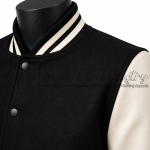 Chaqueta Universitaria Negra Personalizada, Chaqueta de Béisbol de Lana, Resistente al Viento, Transpirable, Ecológica, Unisex, Fabricante OEM al por Mayor - Product Image 5