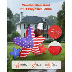 Decorazione gonfiabile patriottica da 4,82 piedi per il quarto giorno dell'indipendenza July arredamento esterno esterno per cortile luci a cinque punte - Product Image 4