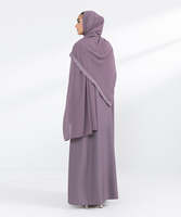 Abaya musulmane élégante violette avec hijab assorti, robe longue à manches longues, robe modeste pour femmes, tenue quotidienne, respirante et légère