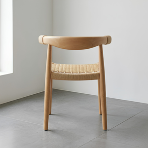 Silla de Comedor de Madera de Teca Sólida Estilo Japandi, Minimalista, para Cafetería o Restaurante, con Cuerda Tejida a Mano, Muebles Comerciales - Product Image 3