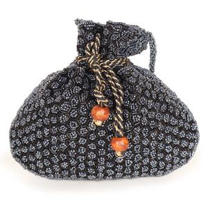 Bolso de Novia Hecho a Mano con Bordado de Seda, Diseño Floral, Borla de Perlas, Cordón Ajustable, Rojo, Regalo de Boda, Bolso Tipo Potli con Cuentas - Product Image 4