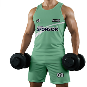 Ensemble de vêtements de sport pour hommes personnalisés 2025, OEM ODM en gros, velours, motif 3D, séchage rapide, respirant, débardeur de fitness, shorts, vêtements de sport - Product Image 6