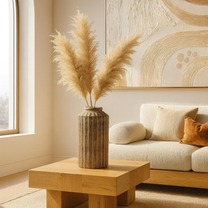 Maceta de Madera Tallada con Diseño Boho Rústico Natural, Florero Redondo de Madera de Mango, Decoración para Patio y Sala de Estar - Product Image 4