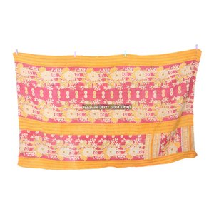 Indian Handmade Cotton Kantha Bedspread <b>Throw</b> Blanket Indian Reversible Hand Stitched Heavy <b>Throw</b> Old Sari Blanket Patch Work - Product Image 4